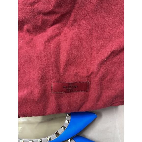 VALENTINO Shoes Ballet Flats Size 37 Blue ROCKSTUD Studded Pointed Toe Luxury - Picture 8 of 16